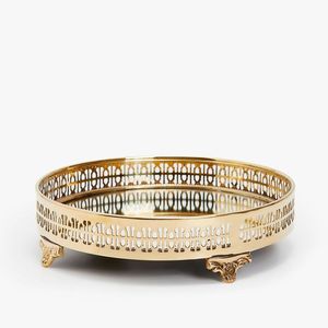 Bandeja decorativa con espejo ovalado con asas de vid doradas para servir elegante Ramadán Iftar y configuración de mesa - Product Image 4