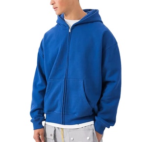 Winter Fleece Soft Plus Size Blank Logotipo personalizado 400gsm Algodón Full Zip up Sudaderas con capucha Puff Print para hombres - Product Image 6