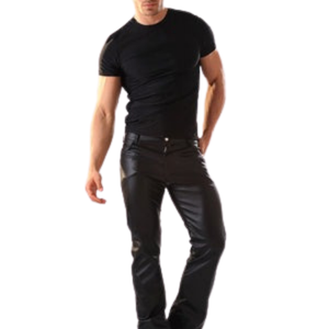 Falda de Cuero Sintético Negra con Rayas Rojas, Estilo Kilt, para Club Nocturno - Product Image 2