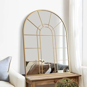 Industrial Farmhouse Square Mirror <b>Gold</b> Window Grid Design Wedding Decorative <b>Wall</b> Hanging for Fireplace Mantle - Product Image 5