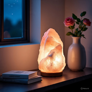 โคมไฟเกลือหินหิมาลัยแท้สีชมพูแกะสลักอย่างสวยงามของตกแต่งบ้านสำหรับห้องใดๆงานฝีมือธรรมชาติบริสุทธิ์ - Product Image 1