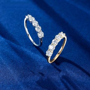 Anillos de moissanita de 5 piedras para mujer, anillos de aniversario de diamantes creados en laboratorio VVS1 Clarity, oro blanco de 14 quilates lleno de plata de ley S925 - Product Image 3