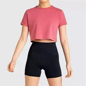 Crop Top Women 2023 Summer Cotton Casual T shirts Female New Design Women Crop Top T shirts Sports Casual Wear