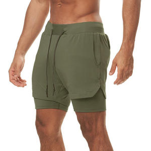 Short de sport pour hommes Oem doublé double couche avec poches pour l'athlétisme en polyester logo personnalisé 5 pouces pour l'entraînement 2 en 1 - Product Image 3