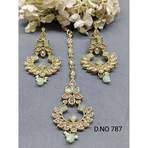 Polki Mehandi <b>Ruby</b> Bridal Earrings with 24K Gold Plate-Luxury Wedding Jewelry Set - Product Image 1