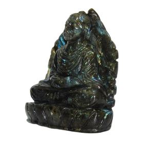 Venta al por mayor estatua de Buda escultura estatuilla hecha de piedra preciosa labradorita impermeable personalizable artesanía religiosa de la India - Product Image 3