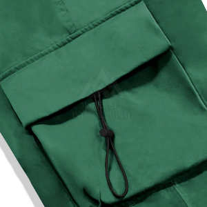 Pantalon cargo ample en toile respirante imperméable de qualité supérieure pour homme, coupe mi-haute, devant plat, uni teint - Product Image 3