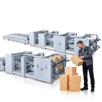 Máquina Plegadora y Encoladora de Cajas de Cartón Corrugado con Fondo Bloqueable JY1800, Formato Ancho, Automática, para Bolsas de Plástico y Alimentos