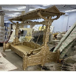 Boda musulmana Nikah Stage Heavy Tallado Columpio Diseñador Boda Columpio dorado para Mehndi Decoración Columpio DE BODA indio con techo EE. UU. - Product Image 1