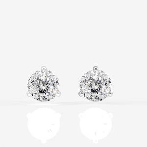 Portuguese Cut Moissanite Diamond 9K Gold <b>Earrings</b> Three Prong Setting - Product Image 4