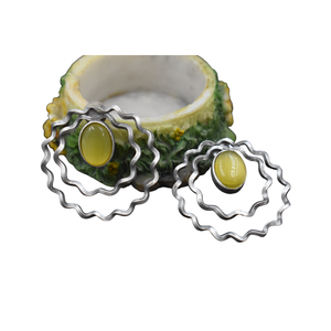 Bijoux de boucle d'oreille en pierre à ressembler en argent Meilleurs bijoux de mode de boucle d'oreille en laiton de forme ronde pour femmes et filles - Product Image 6