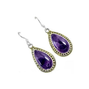 Pendientes de Plata de Ley 925, Corte Brillante Natural en Forma de Pera, Engaste de Bisel, Piedra Preciosa de Fluorita, Pendientes Largos Hechos a Mano, Joyería ODM - Product Image 3