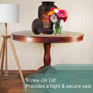 Urna de cremación de aluminio hecha a mano naranja y negra para adultos, recuerdo de cenizas conmemorativas funerarias seguras y duraderas, tamaño personalizado - Product Image 4