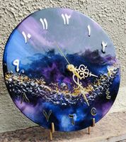 Jam Dinding Resin Epoxy VISUAL - Ukuran dan Bentuk Dapat Disesuaikan, Dioperasikan dengan Baterai, Desain Geometris Abstrak Buatan Tangan Mewah Modern untuk Pernikahan