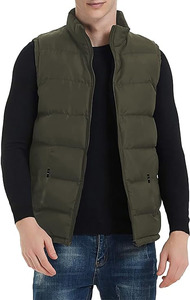 Gilet matelassé d'extérieur pour homme, col montant, fermeture éclair, hiver, résistant à l'eau, sans manches, veste, gilet - Product Image 3