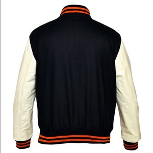 Manufacturer Blank Custom Logo <b>Men</b> Baseball Varsity <b>Jacket</b> Woolen <b>Leather</b> Sleeve Casual Coat Windproof Breathable Plus Size - Product Image 4