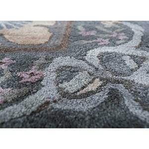 Tapis rectangulaire en laine et viscose tufté à la main Kora gris et noir, motif médaillon tissé plat Top-180, pour couloir et décoration intérieure - Product Image 3