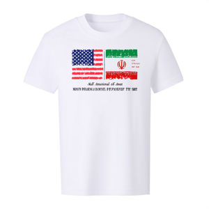 T-Shirt Patriottica Mezzo Americano Mezzo Iraniano, Girocollo a Maniche Corte, Personalizzabile, Promozionale, Unisex per Adulti, Stampa Digitale - Product Image 3