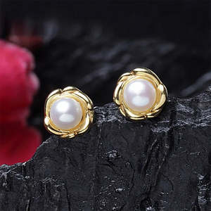 NOVAMART Fine Premium 925 Sterling <b>Silver</b> <b>Stud</b> <b>Earrings</b> Bezel Set Flower Design Perfect Gift for Women & Girls Wholesale Export - Product Image 2