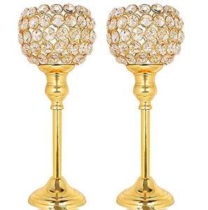 Candelabros de cristal dorado, candelabro de candelabro exportador, soporte de candelabro con 3 brazos, centros de mesa decorativos - Product Image 5