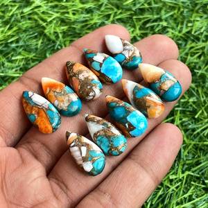 Natural Copper Turquoise Pear Cabochon Lot for Jewelry Making Ring Pendant and Bracelet - Product Image 2