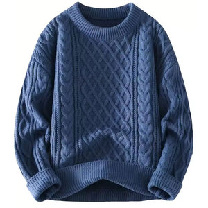 Men's Cotton Knit Breathable <b>Pullover</b> <b>Sweater</b> with Front Logo-Warm Winter Casual Wear - Product Image 1