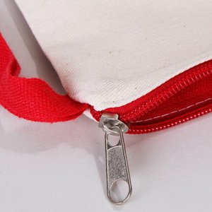 Red Zipper Blank Cotton Pouch Durable 8x6 Clutch <b>Bag</b> for <b>Large</b> Makeup Storage Custom Logo Printed Double <b>Cosmetic</b> Makeup <b>Bag</b> - Product Image 5