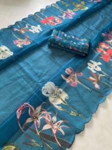 Calidad de exportación indio elegante diseñador de Bollywood bordado lámina impresa Kota Chex Sari último exclusivo Sari étnico ropa de fiesta - Product Image 2