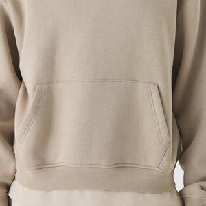 Sweat à capuche pur Double haut organique 100% coton lourd éponge française Logo personnalisé broderie surdimensionné sweat à capuche de haute qualité - Product Image 2