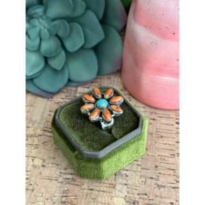 Southwest Handmade <b>Turquoise</b> Opal Sterling Silver Bezel Set Adjustable <b>Ring</b> - Product Image 5