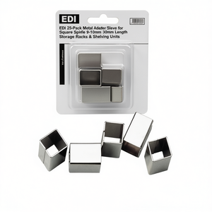 Lot de 25 manchons adaptateurs métalliques EDI pour axe carré 9-10 mm, longueur 30 mm, pour rayonnages et étagères - Product Image 3
