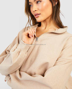 Sudadera de cuello redondo con insignia impresa personalizada para mujer de algodón 100%, manga larga de gran tamaño para otoño - Product Image 3