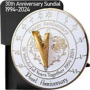 วันครบรอบแต่งงานครบรอบ 30 ปี ปี 2024 นาฬิกาแดดทองเหลืองโบราณ ขนาด 10 นิ้ว สีขาว - Product Image 1
