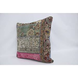 28x28 Inch Multicolor Bohemian Patchwork Wool Kantha <b>Pillow</b> Embroidered Floral Vintage Print Decorative Cushion Woven Technique - Product Image 4