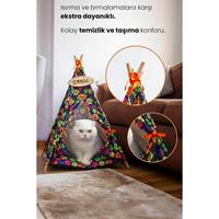 Eenvoudig te monteren, wasbare 40cm zilver & ecru dubbele katten- en hondenbedtent voor binnencomfort