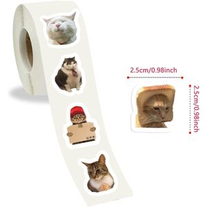 Pegatinas divertidas de PVC con diseño de gato, 500 Uds., pegatinas decorativas autoadhesivas de estilo Anime de dibujos animados para decoraciones de fiesta de cumpleaños para niños - Product Image 4