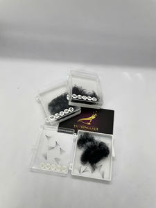 Ultra Black 10D <b>Premade</b> <b>Fans</b> Eyelash Extensions 0.05mm C D Curl Flat Base Volume Lashes Custom Logo Lash Packaging - Product Image 2