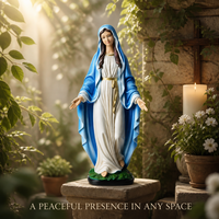 Statue de la Vierge Marie de Grâce peinte à la main en résine, figurine catholique personnalisée pour la décoration d'églises et de maisons (vente en gros)