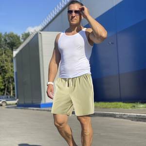 กางเกงขาสั้นเอวยางยืดสำหรับผู้ชายกางเกงขาสั้นทรงหลวมแบบเรียบง่ายมีกระเป๋า - Product Image 3