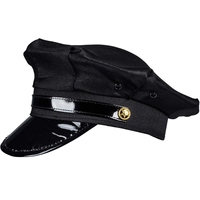 Gorra de Visera Estilo Marinero de Lana Personalizada con Borde de Cuero para Bandas de Marcha, Desfiles Históricos y Fiestas