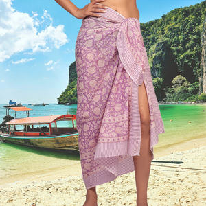 Lightweight Summer Beach Sarong for Women Hand Block Printed Cotton Wrap Scarf Perfect <b>Swimwear</b> <b>Cover</b>-<b>Up</b> Gift for Her - Product Image 2