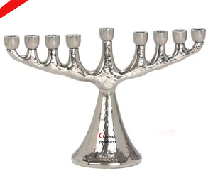 2025 Jewish 9 Branch Silver Finished Menorah <b>Candle</b> <b>Stand</b> Metal Casted For Home Temple - Product Image 4