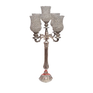 Candélabre en cristal en argent fini pour la décoration de mariage bougeoir de sol en métal aluminium candélabre fait à la main pour l'entrée - Product Image 1
