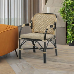 Fauteuil modulaire en rotin capitonné Boneto - Chaise de loisirs chic et confortable pour appartement, salle à manger, salon et chambre à coucher - Product Image 1