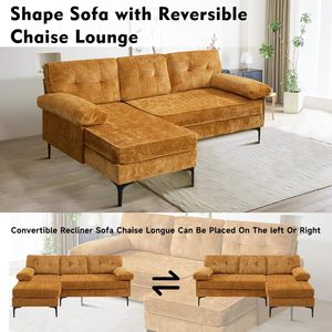 Moderna ciniglia a forma di L divano sezionale convertibile reversibile Chaise longue allungabile a 3 posti per piccoli appartamenti e soggiorno - Product Image 3