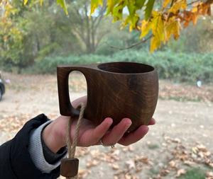 Chope à bière en bois faite à la main tasse en bois sculpté durable écologique tasse à boire en bois rustique naturel bière café thé rustique - Product Image 1