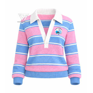 Suéter Cárdigan a Rayas con Cuello en V Profundo y Manga Larga de Jack and Jill of America Inc. (JJOA), Venta al Por Mayor - Product Image 1