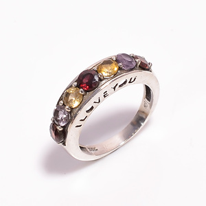 Bague classique en argent sterling 925 Belle pierre précieuse mixte pour anniversaire de mariage de fiançailles ou cadeau de fête - Product Image 1