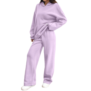 Ensemble survêtement pour femmes, sweat-shirt à capuche surdimensionné personnalisé avec logo, coupe ample, pantalon de survêtement de haute qualité, nouveau style - Product Image 6