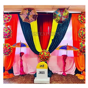 Decoración de Boda Punjabi, Sombrilla Phulkari Multicolor, Portátil, Tamaño y Color Personalizables, Fondo de Boda - Product Image 1